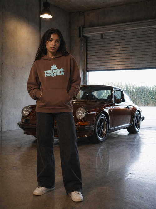 Brown Hoodie – Ice Blue Gunslinger