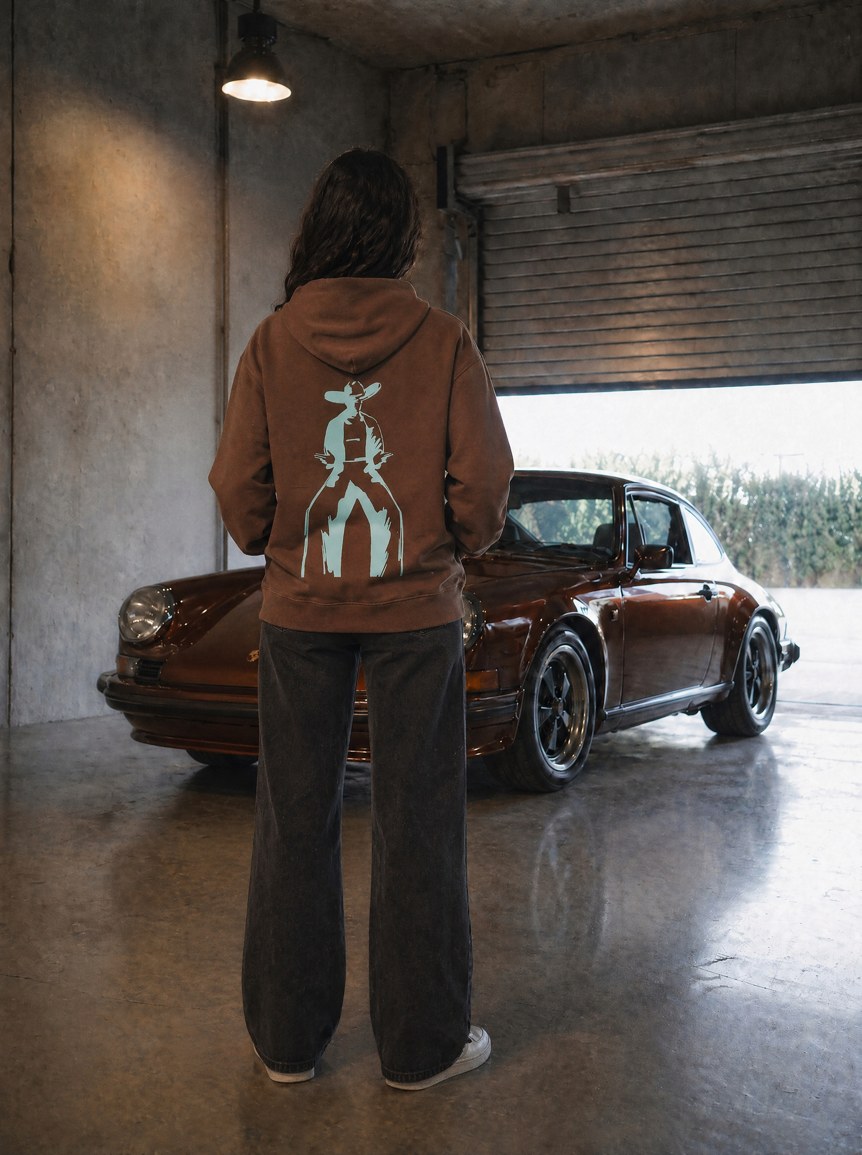 Brown Hoodie – Ice Blue Gunslinger