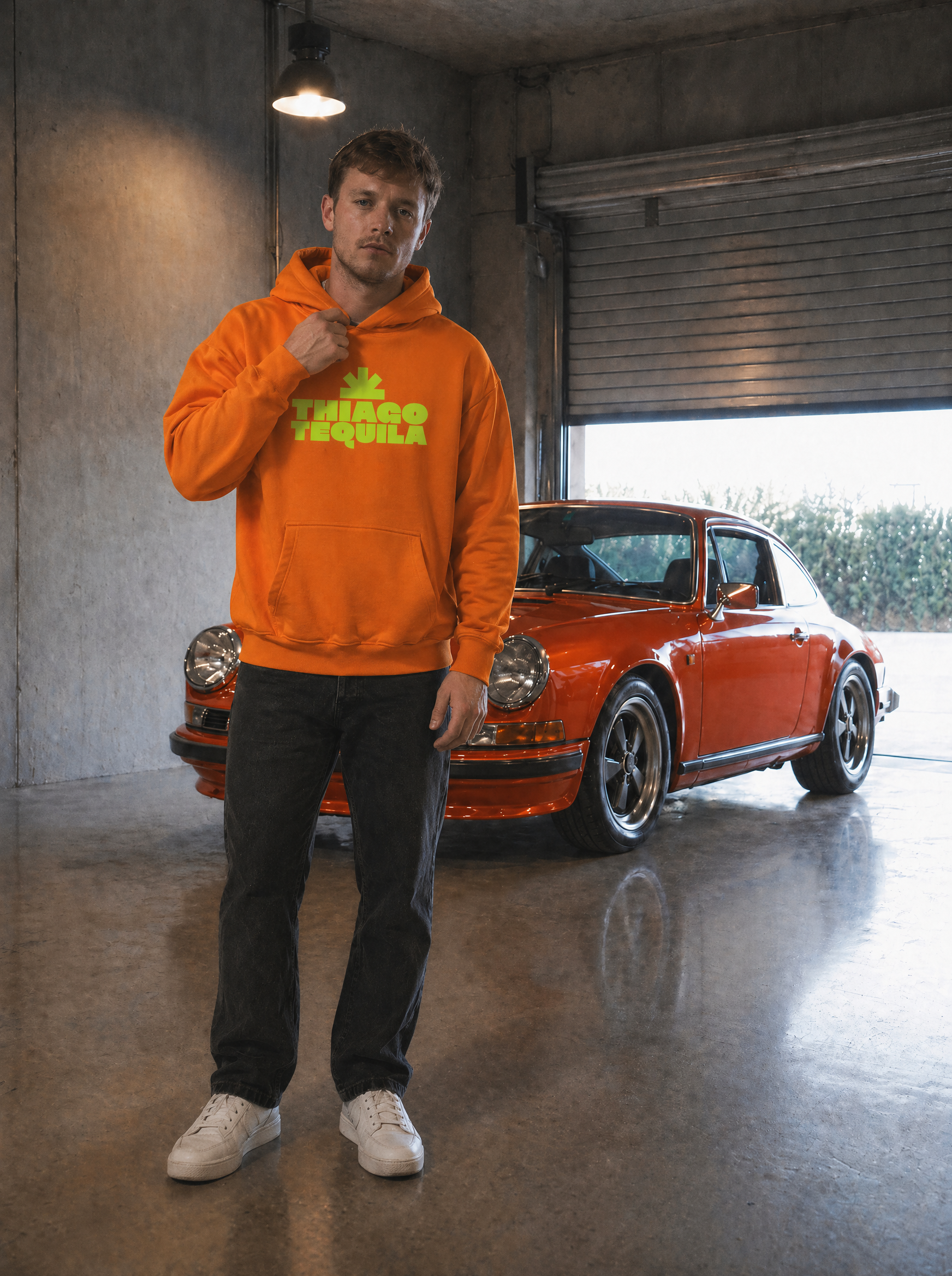 Orange Hoodie – Neon Green Gunslinger