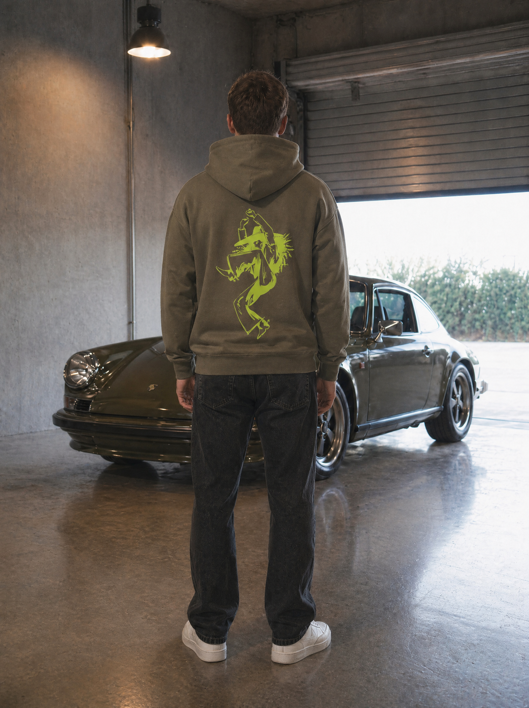 Dark Green Hoodie – Lime Dancing Cowgirl